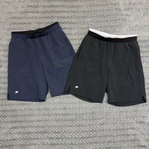LOT OF 2 Fabletics Shorts Mens S The Franchise Short Blue & Black 7" Running Gym